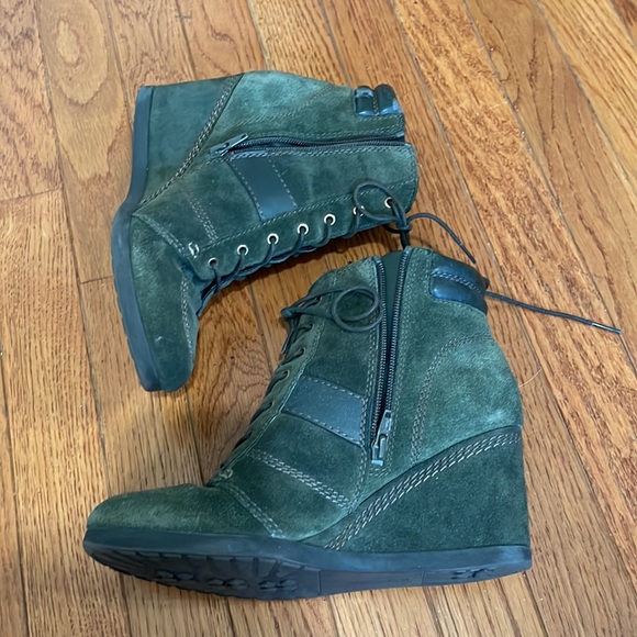 Suede Wedge Booties for sale! 💚✨ - Picture 3 of 7